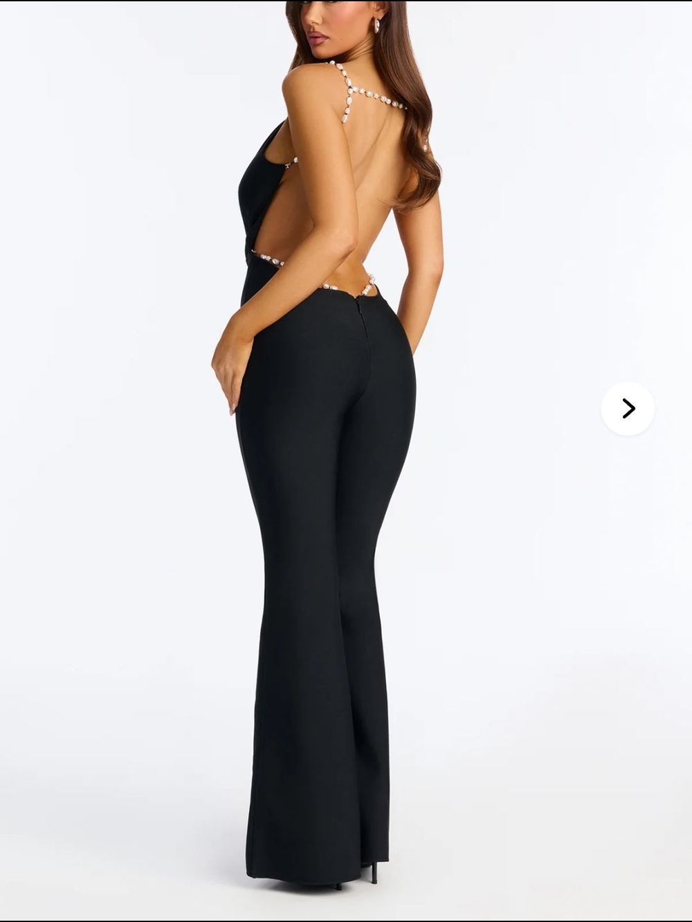 Fashion Nova Black Backless Beaded Jumpsuit